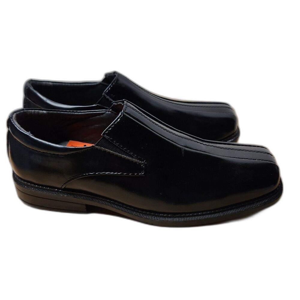 Deer Stags Boys Black Slip-On Dress Shoes